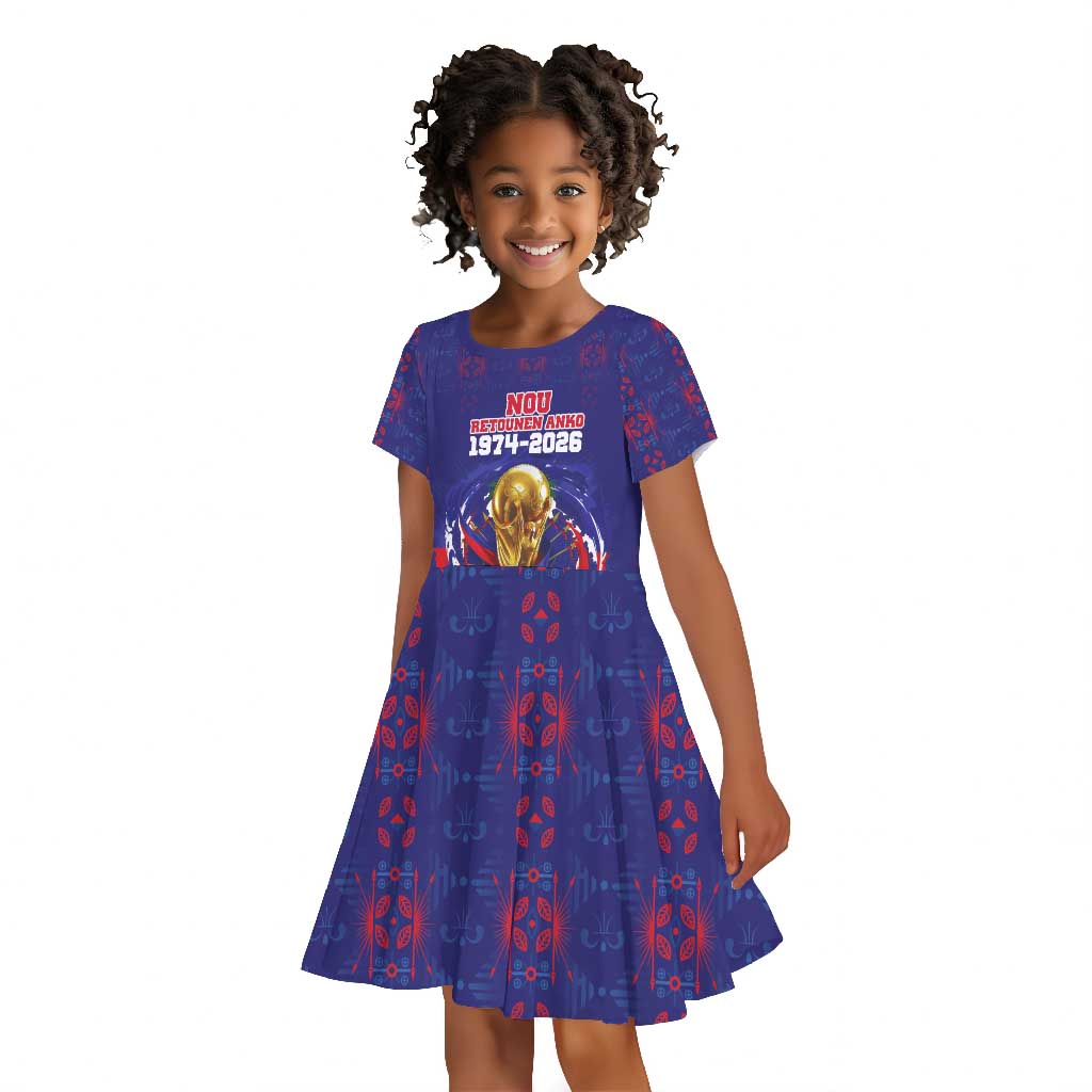 Custom Haiti Grenadye Alaso Kid Short Sleeve Dress Blue Nou Retounen Anko 1974-2026 - Wonder Print Shop