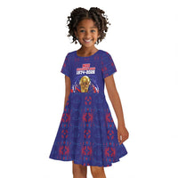 Custom Haiti Grenadye Alaso Kid Short Sleeve Dress Blue Nou Retounen Anko 1974-2026 - Wonder Print Shop