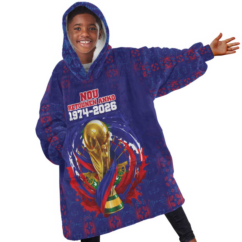 Custom Haiti Grenadye Alaso Kid Wearable Blanket Hoodie Blue Nou Retounen Anko 1974-2026 - Wonder Print Shop