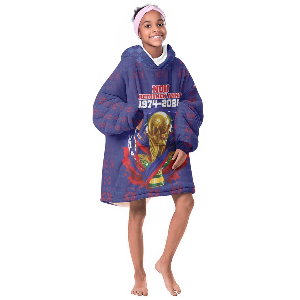 Custom Haiti Grenadye Alaso Kid Wearable Blanket Hoodie Blue Nou Retounen Anko 1974-2026 - Wonder Print Shop