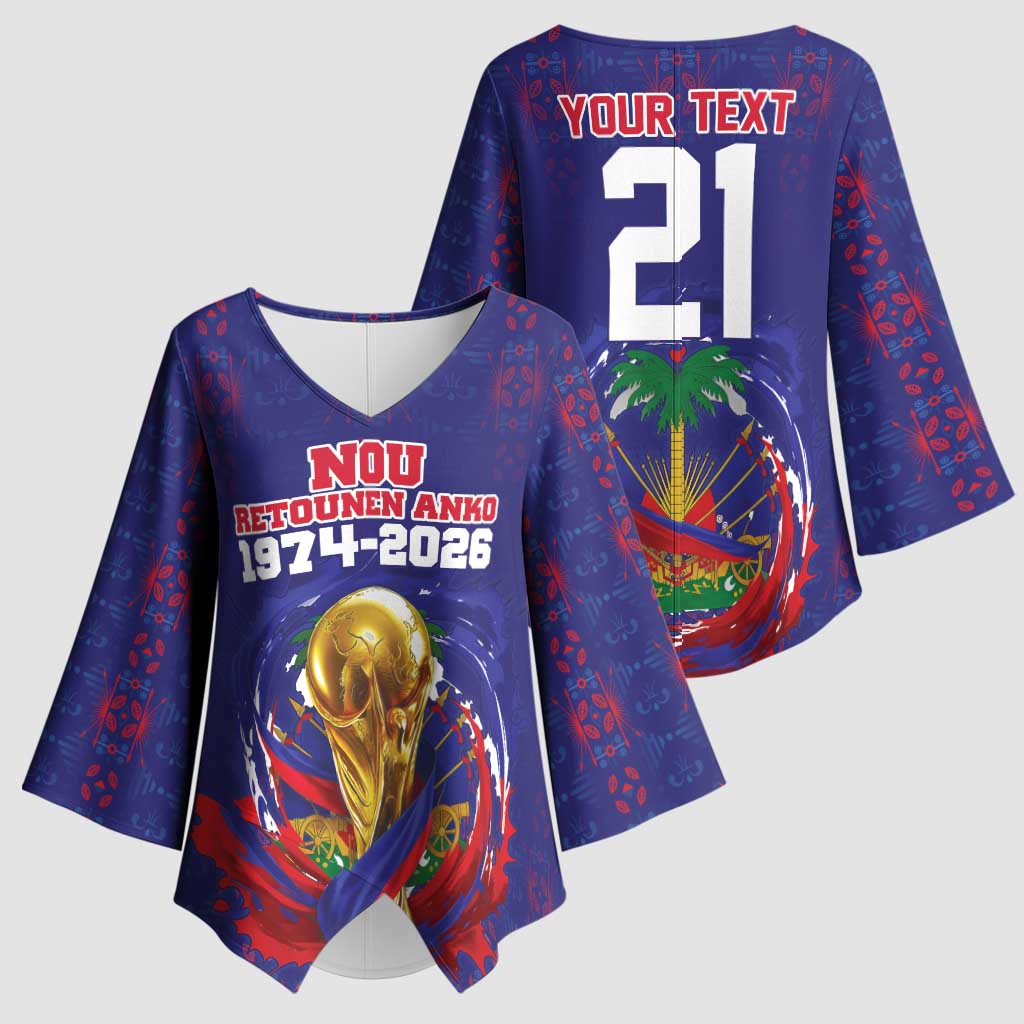 Custom Haiti Grenadye Alaso Kimono Sleeve Blouse Blue Nou Retounen Anko 1974-2026 - Wonder Print Shop