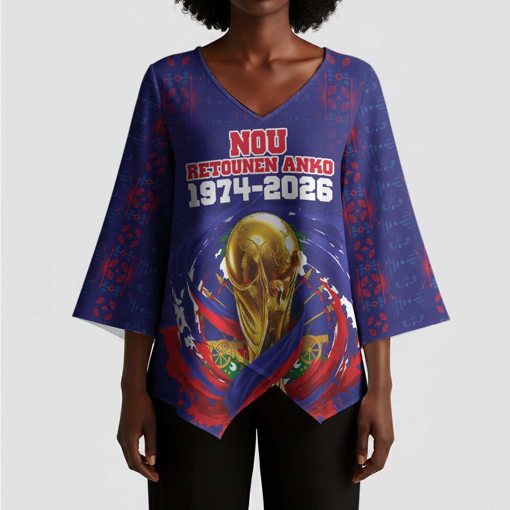 Custom Haiti Grenadye Alaso Kimono Sleeve Blouse Blue Nou Retounen Anko 1974-2026 - Wonder Print Shop