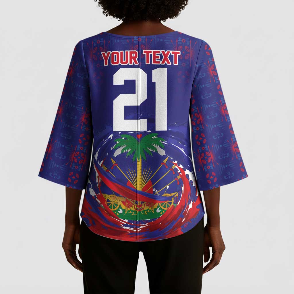 Custom Haiti Grenadye Alaso Kimono Sleeve Blouse Blue Nou Retounen Anko 1974-2026 - Wonder Print Shop