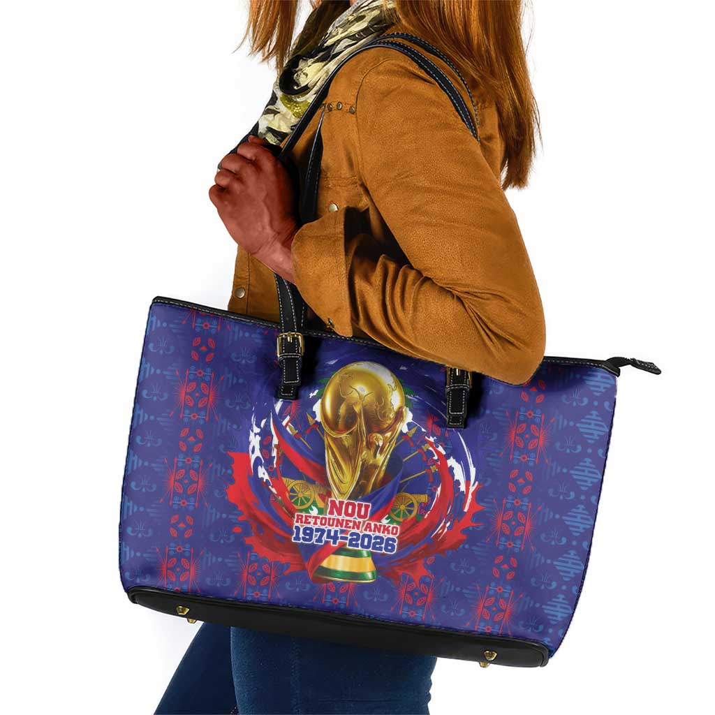 Haiti Grenadye Alaso Leather Tote Bag Blue Nou Retounen Anko 1974-2026 - Wonder Print Shop