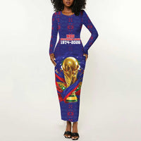 Custom Haiti Grenadye Alaso Long Sleeve Bodycon Dress Blue Nou Retounen Anko 1974-2026 - Wonder Print Shop