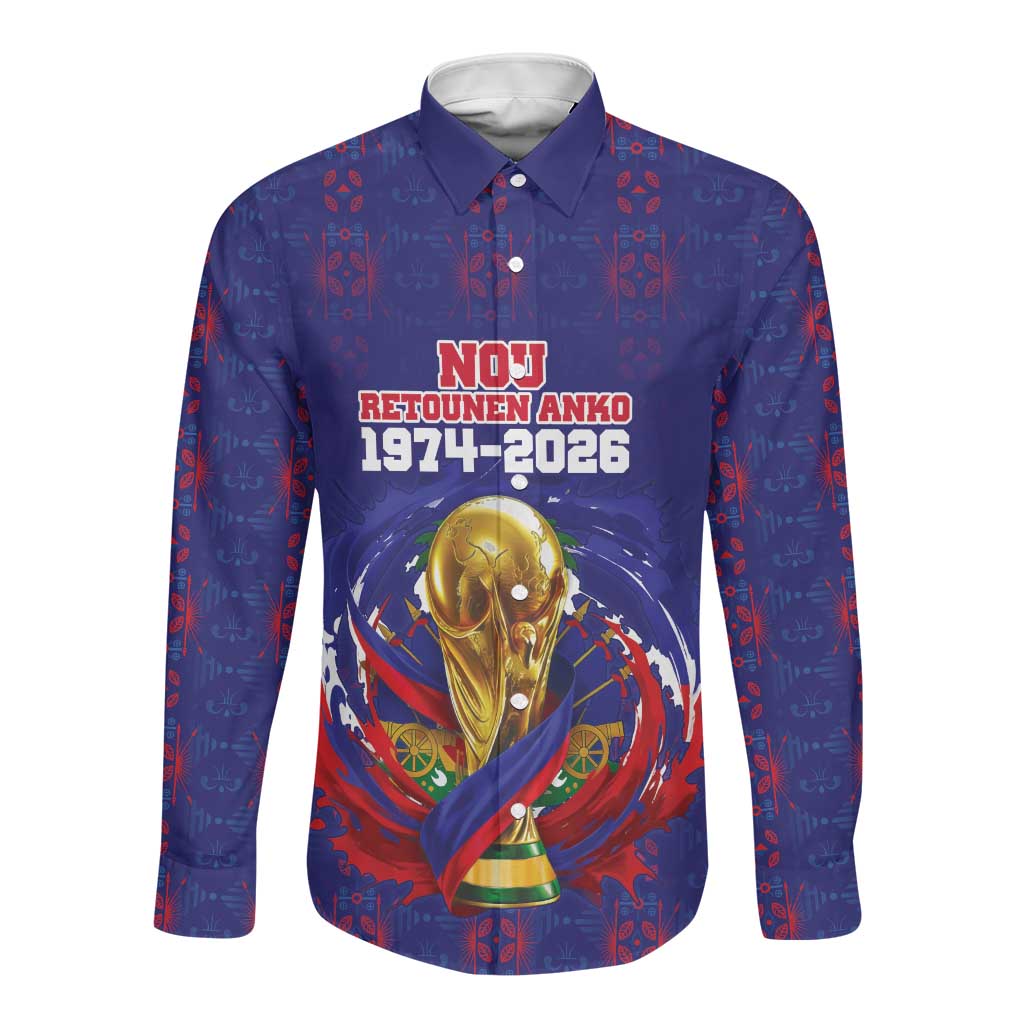 Custom Haiti Grenadye Alaso Long Sleeve Button Shirt Blue Nou Retounen Anko 1974-2026 - Wonder Print Shop