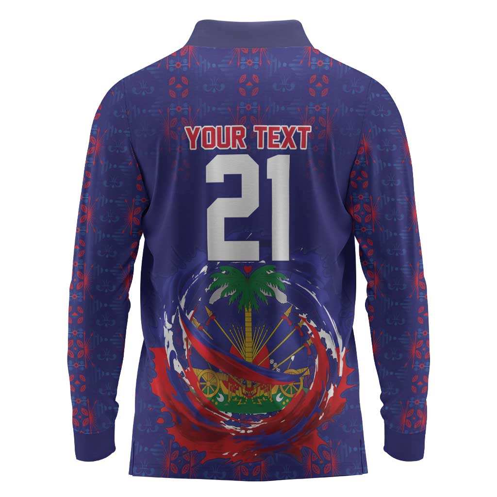 Custom Haiti Grenadye Alaso Long Sleeve Polo Shirt Blue Nou Retounen Anko 1974-2026 - Wonder Print Shop