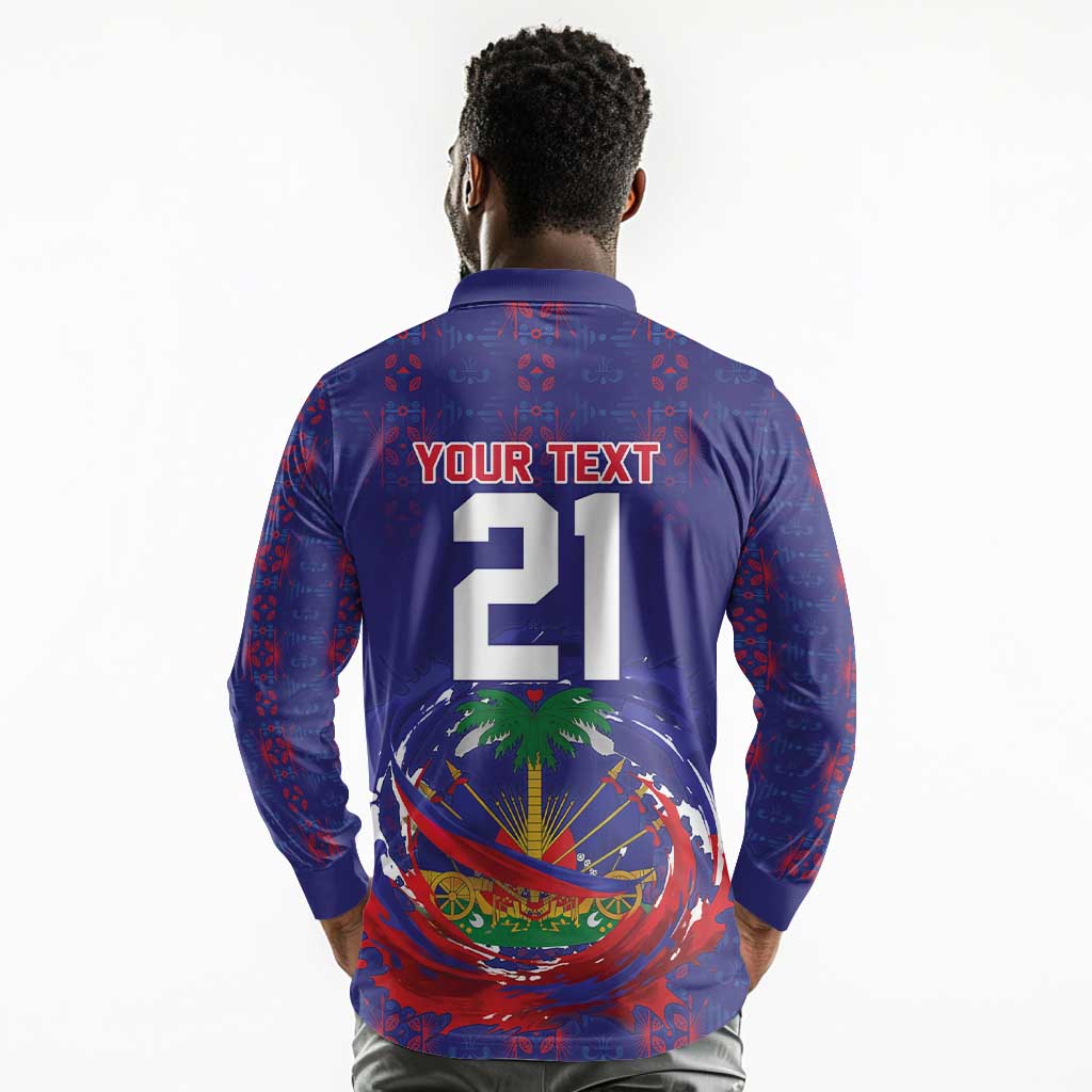Custom Haiti Grenadye Alaso Long Sleeve Polo Shirt Blue Nou Retounen Anko 1974-2026 - Wonder Print Shop