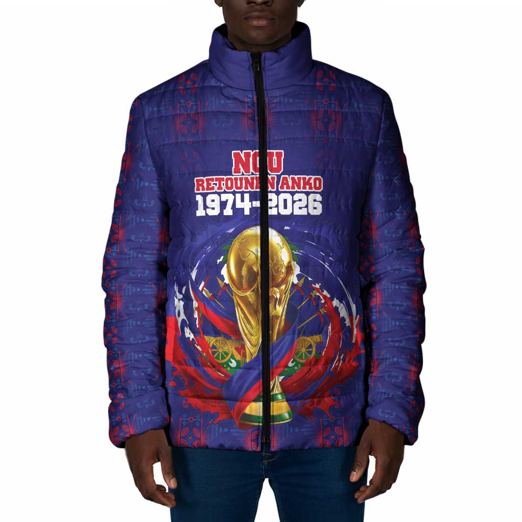Custom Haiti Grenadye Alaso Padded Jacket Blue Nou Retounen Anko 1974-2026 - Wonder Print Shop
