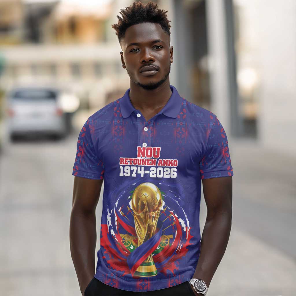 Custom Haiti Grenadye Alaso Polo Shirt Blue Nou Retounen Anko 1974-2026 - Wonder Print Shop