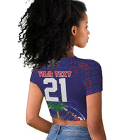 Custom Haiti Grenadye Alaso Raglan Cropped T shirt Blue Nou Retounen Anko 1974-2026 - Wonder Print Shop