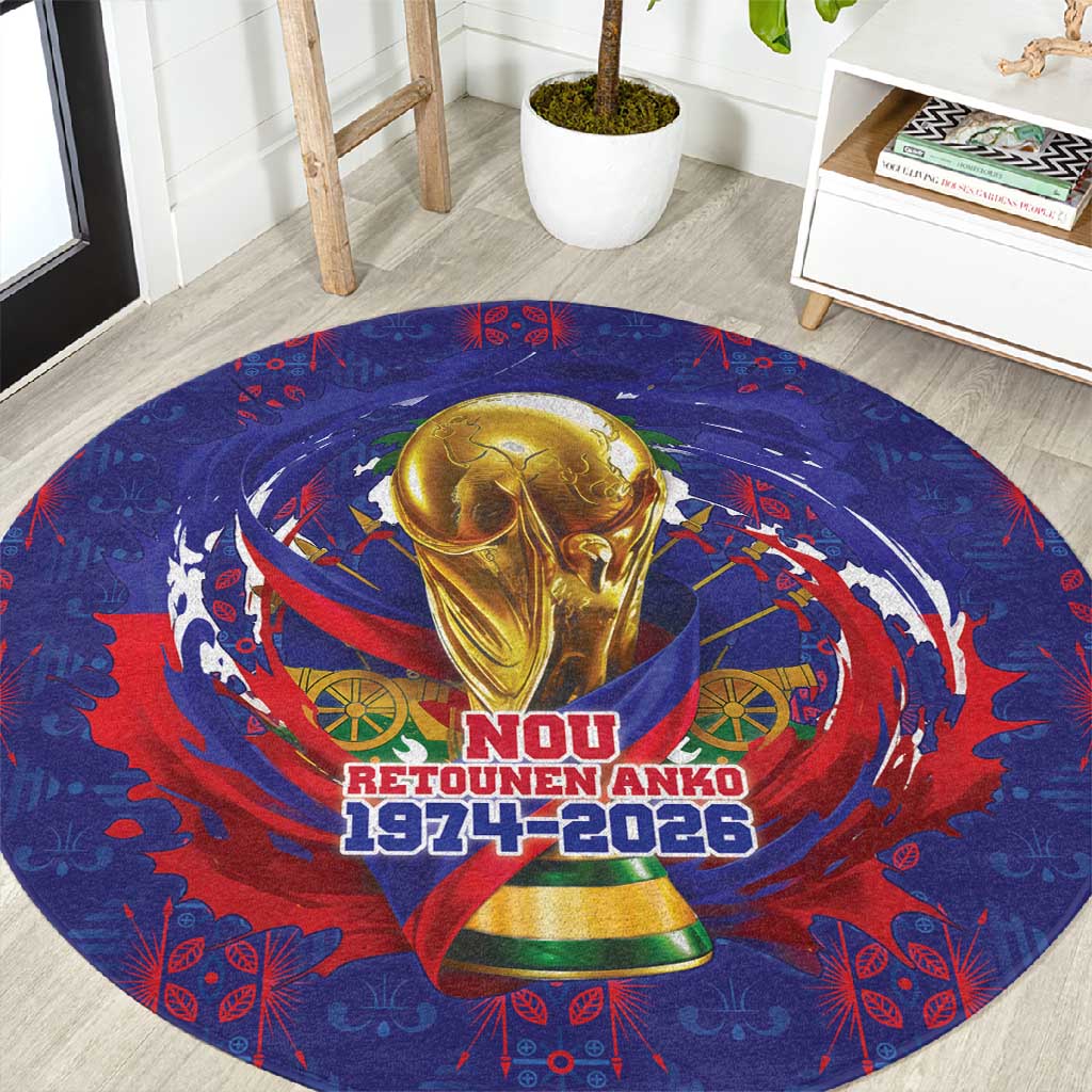 Haiti Grenadye Alaso Round Carpet Blue Nou Retounen Anko 1974-2026 - Wonder Print Shop