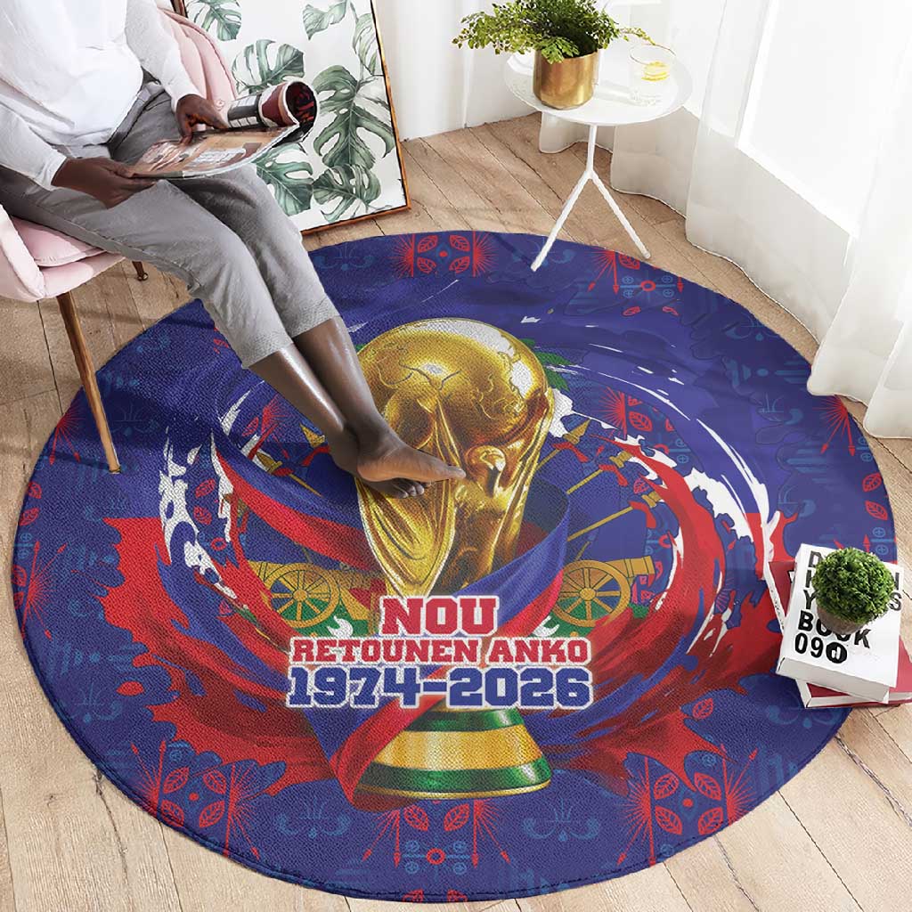 Haiti Grenadye Alaso Round Carpet Blue Nou Retounen Anko 1974-2026 - Wonder Print Shop