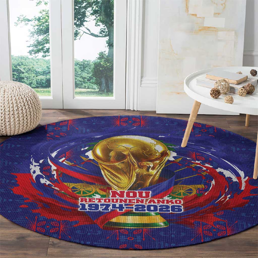 Haiti Grenadye Alaso Round Carpet Blue Nou Retounen Anko 1974-2026 - Wonder Print Shop