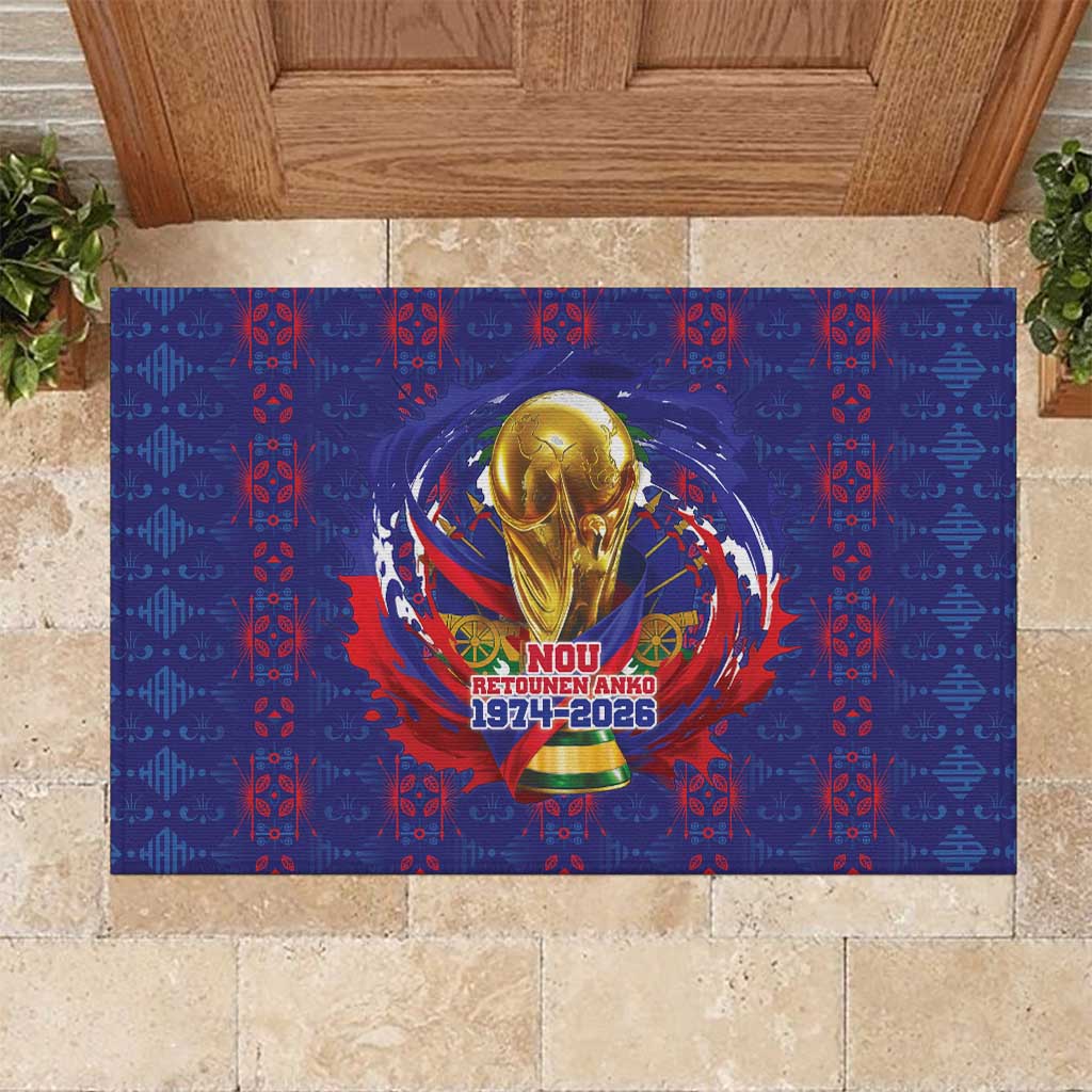 Haiti Grenadye Alaso Rubber Doormat Blue Nou Retounen Anko 1974-2026 - Wonder Print Shop