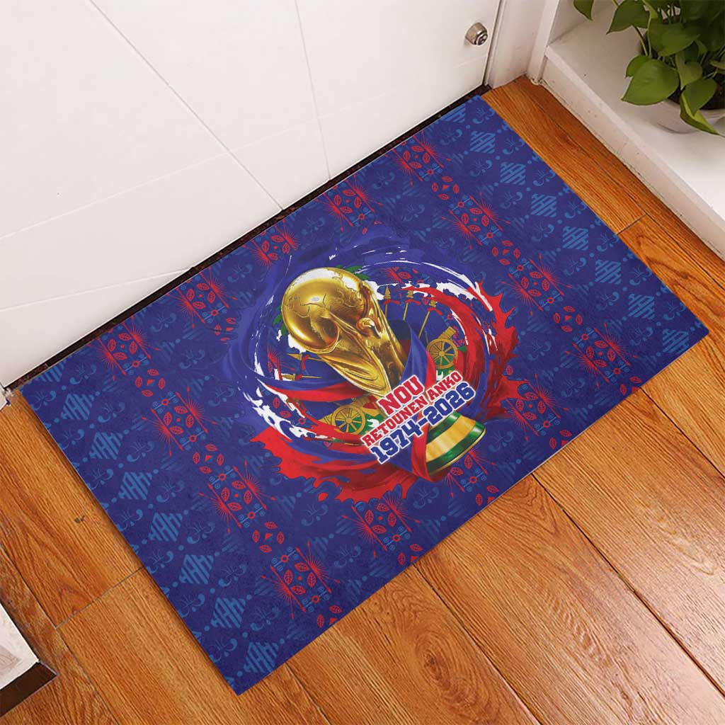 Haiti Grenadye Alaso Rubber Doormat Blue Nou Retounen Anko 1974-2026 - Wonder Print Shop
