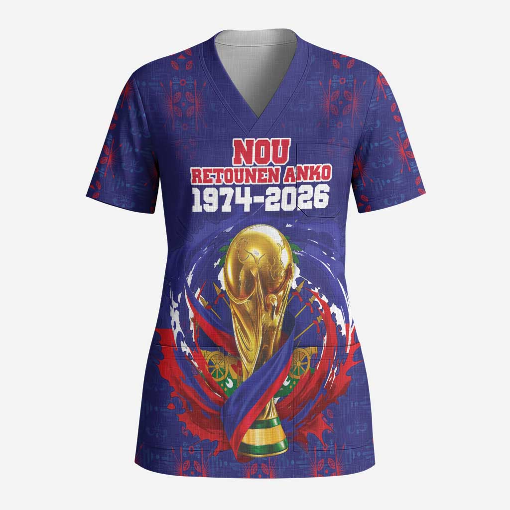 Custom Haiti Grenadye Alaso Scrub Top Blue Nou Retounen Anko 1974-2026 - Wonder Print Shop