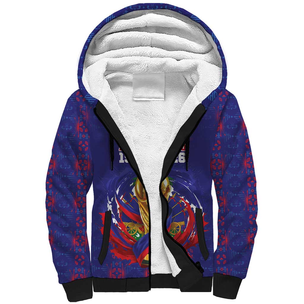 Custom Haiti Grenadye Alaso Sherpa Hoodie Blue Nou Retounen Anko 1974-2026 - Wonder Print Shop