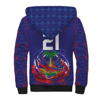 Custom Haiti Grenadye Alaso Sherpa Hoodie Blue Nou Retounen Anko 1974-2026 - Wonder Print Shop