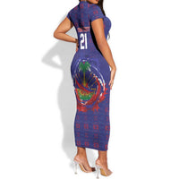 Custom Haiti Grenadye Alaso Short Sleeve Bodycon Dress Blue Nou Retounen Anko 1974-2026 - Wonder Print Shop
