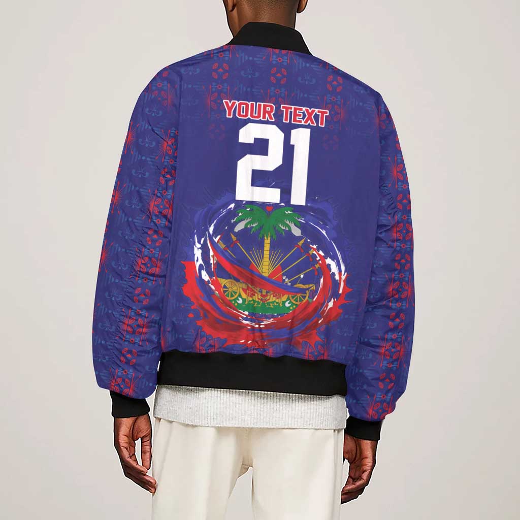 Custom Haiti Grenadye Alaso Sleeve Zip Bomber Jacket Blue Nou Retounen Anko 1974-2026 - Wonder Print Shop