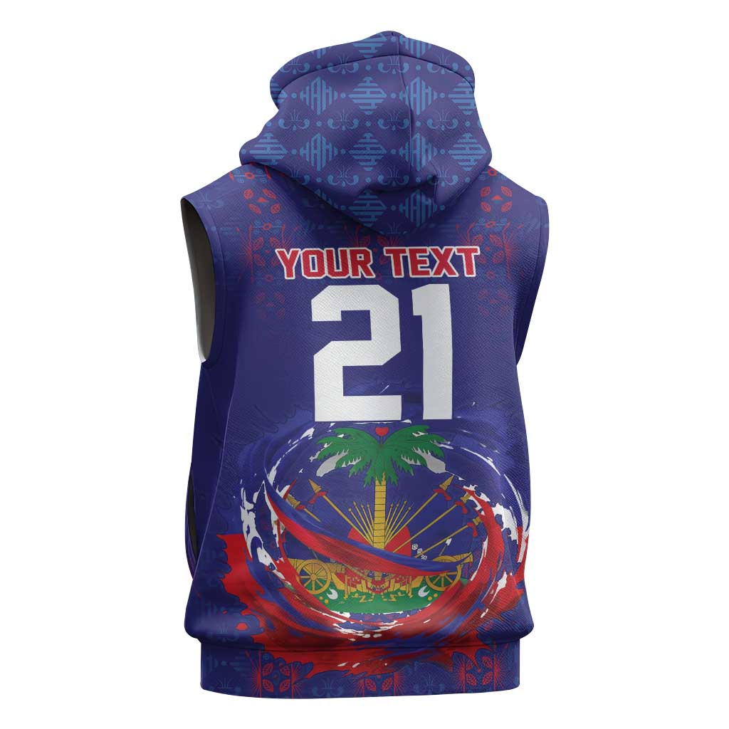Custom Haiti Grenadye Alaso Sleeveless Hoodie Blue Nou Retounen Anko 1974-2026 - Wonder Print Shop