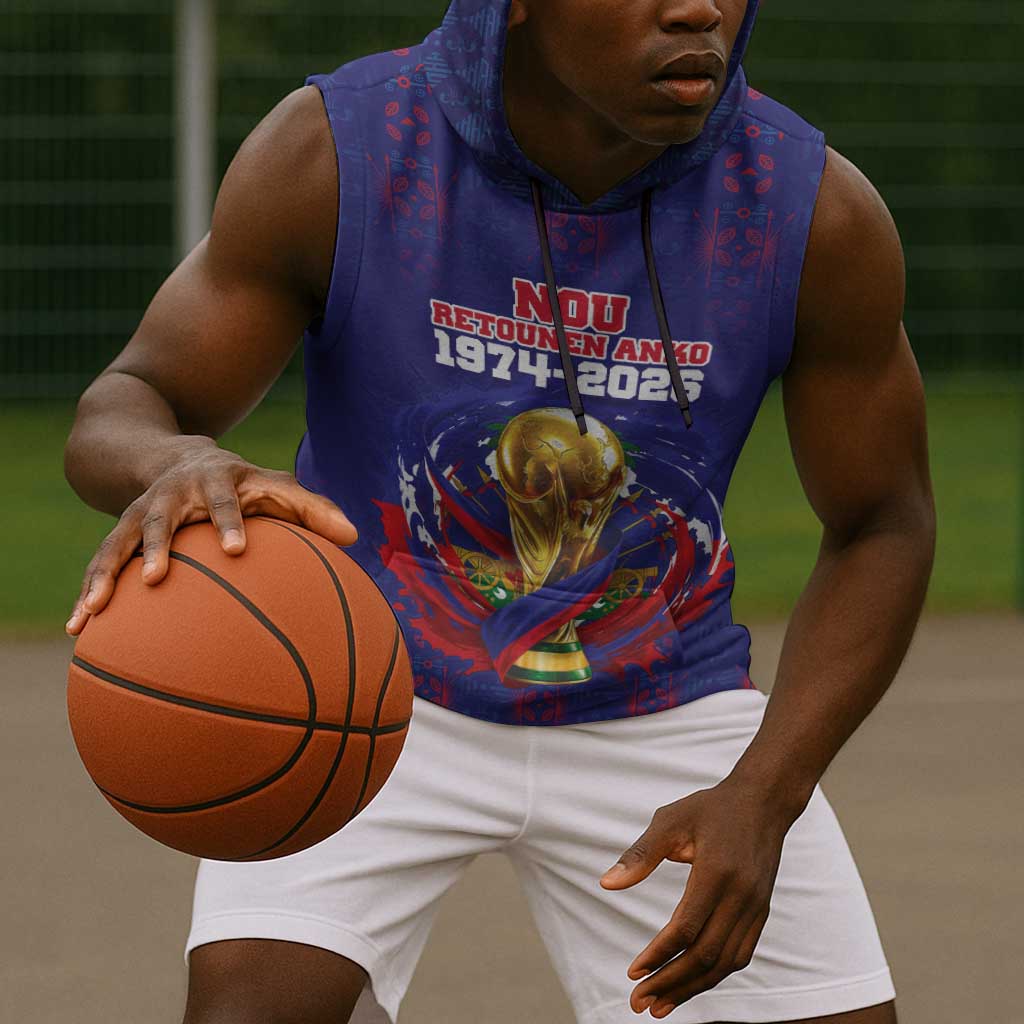 Custom Haiti Grenadye Alaso Sleeveless Hoodie Blue Nou Retounen Anko 1974-2026 - Wonder Print Shop