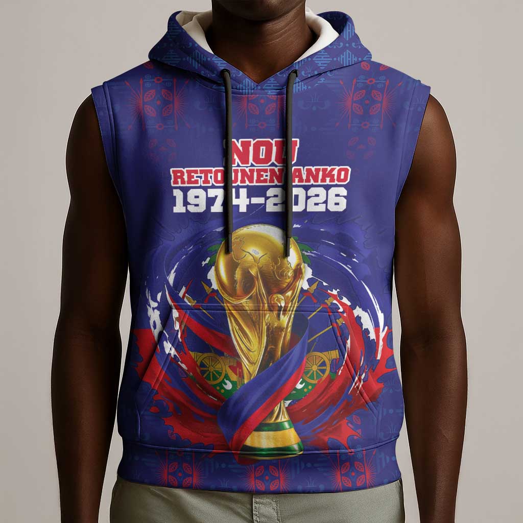 Custom Haiti Grenadye Alaso Sleeveless Hoodie Blue Nou Retounen Anko 1974-2026 - Wonder Print Shop