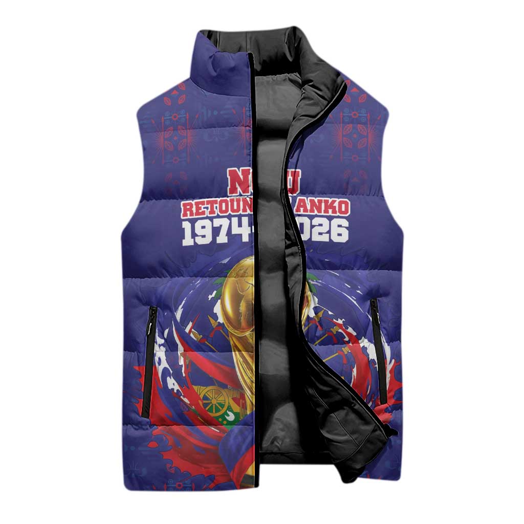 Custom Haiti Grenadye Alaso Sleeveless Puffer Jacket Blue Nou Retounen Anko 1974-2026 - Wonder Print Shop