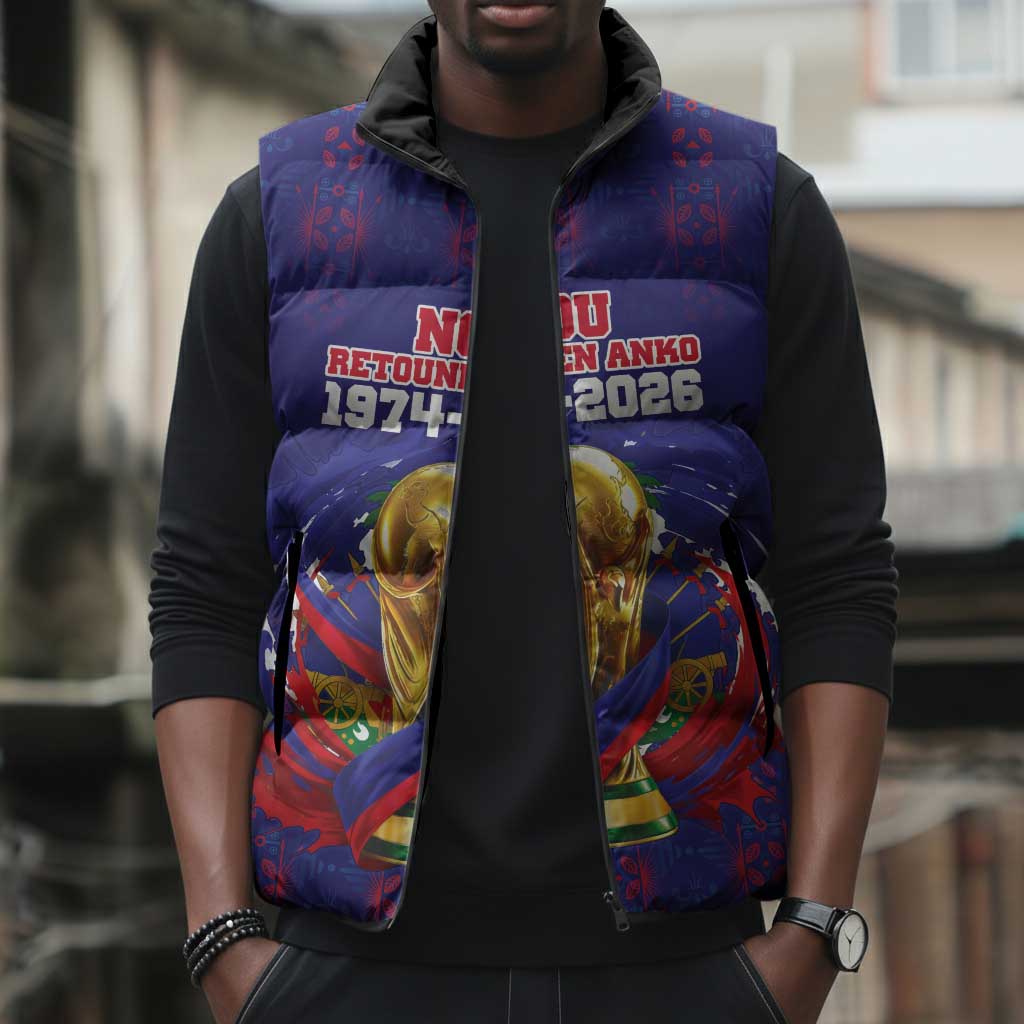 Custom Haiti Grenadye Alaso Sleeveless Puffer Jacket Blue Nou Retounen Anko 1974-2026 - Wonder Print Shop