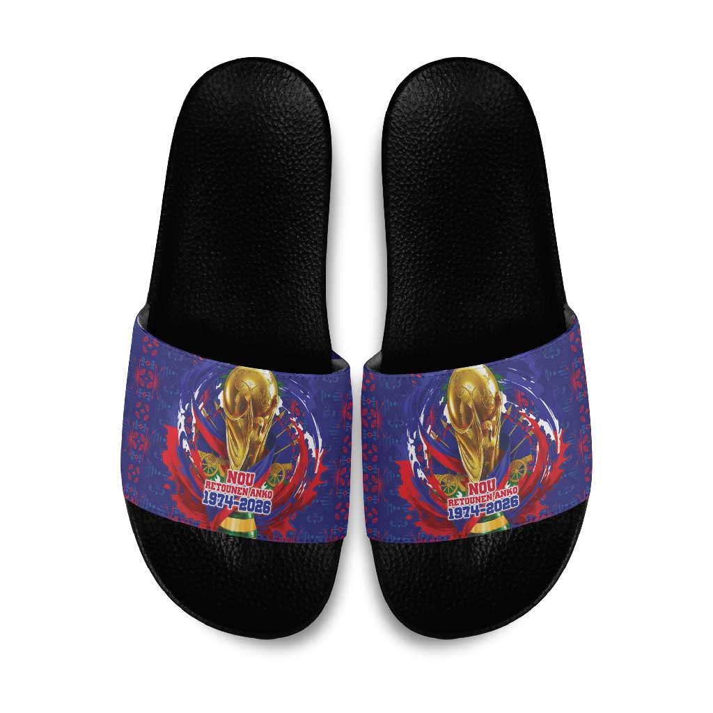 Haiti Grenadye Alaso Slide Sandals Blue Nou Retounen Anko 1974-2026 - Wonder Print Shop