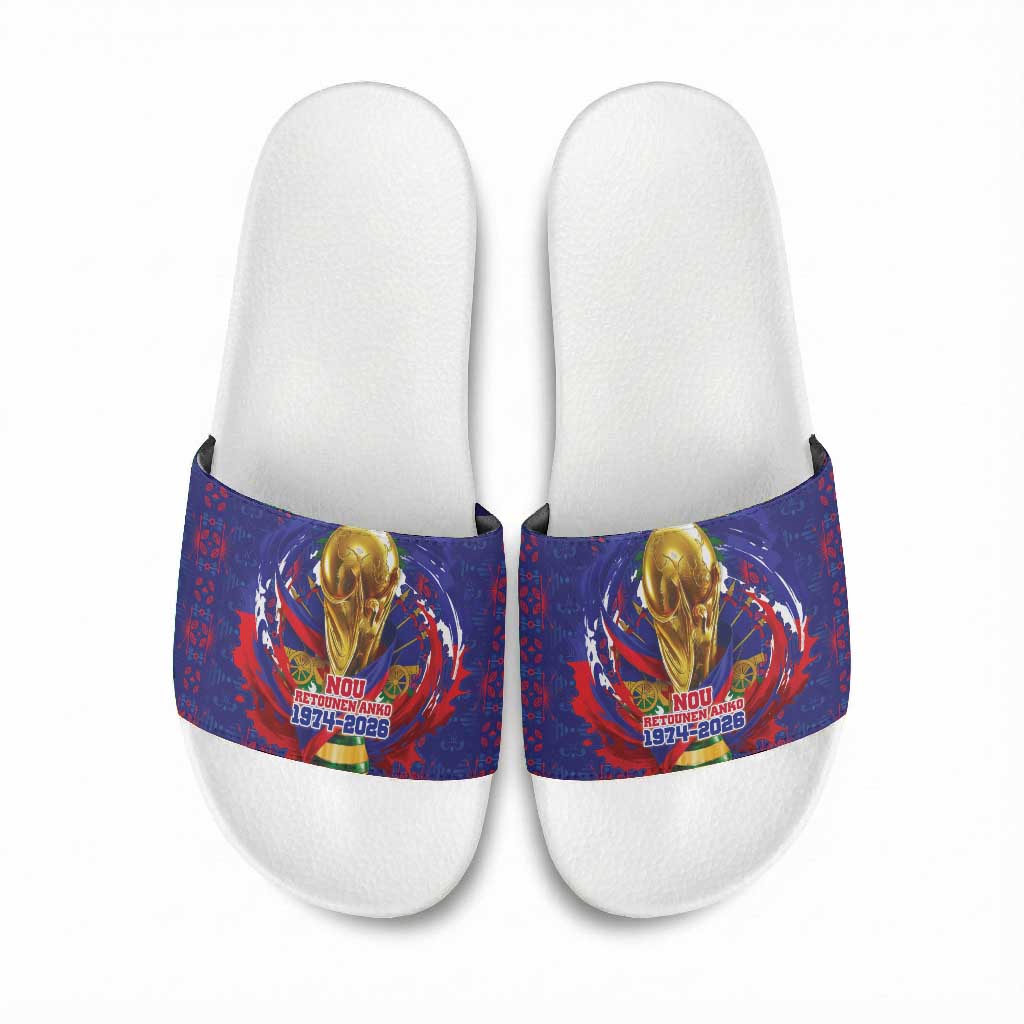 Haiti Grenadye Alaso Slide Sandals Blue Nou Retounen Anko 1974-2026 - Wonder Print Shop
