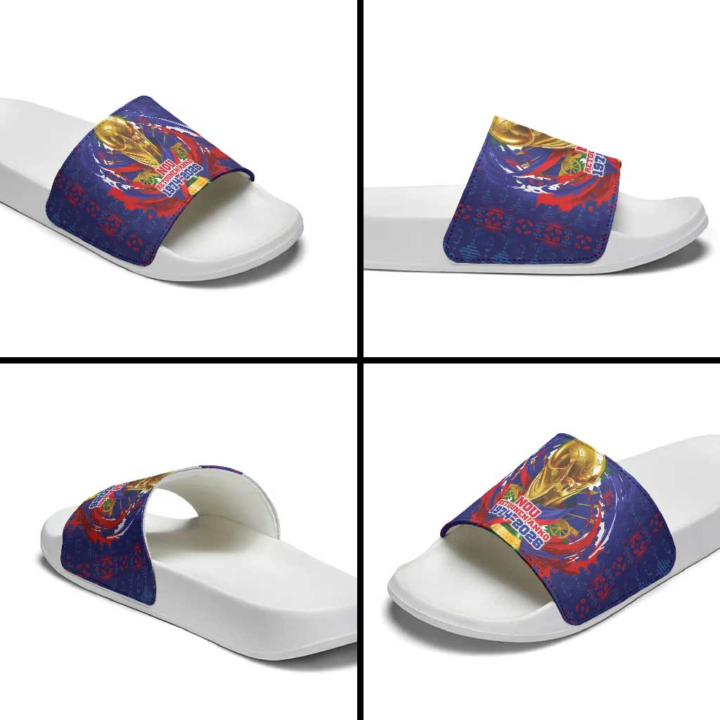 Haiti Grenadye Alaso Slide Sandals Blue Nou Retounen Anko 1974-2026 - Wonder Print Shop