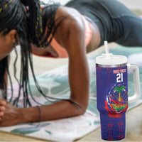 Custom Haiti Grenadye Alaso Tumbler With Handle Blue Nou Retounen Anko 1974-2026 - Wonder Print Shop