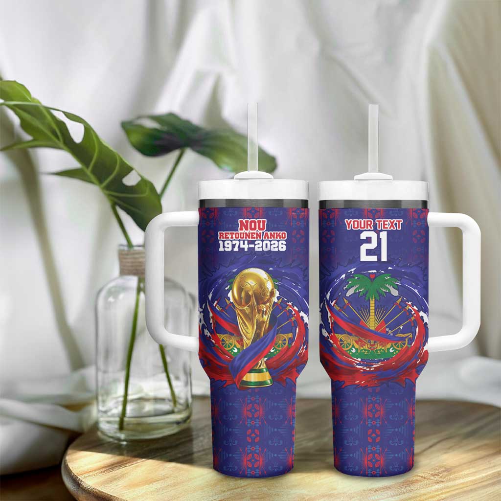 Custom Haiti Grenadye Alaso Tumbler With Handle Blue Nou Retounen Anko 1974-2026 - Wonder Print Shop