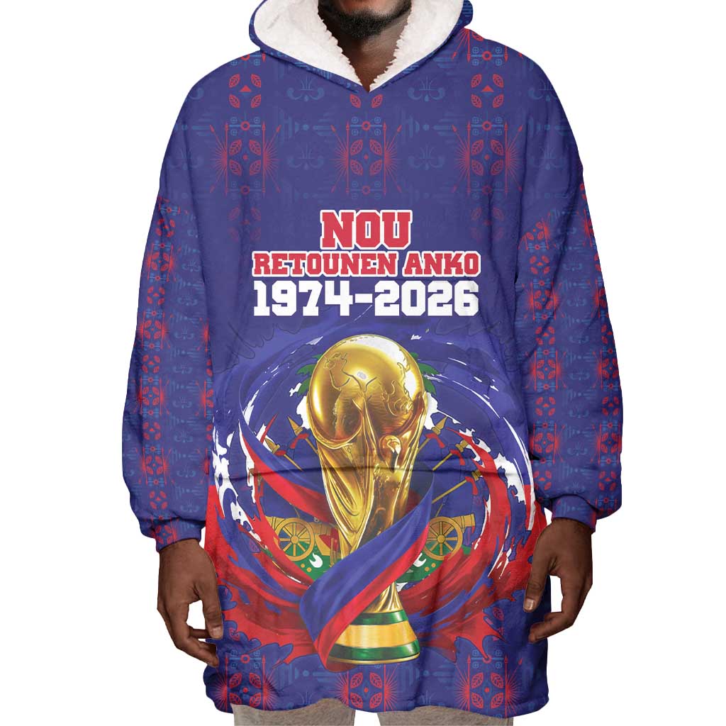 Custom Haiti Grenadye Alaso Wearable Blanket Hoodie Blue Nou Retounen Anko 1974-2026 - Wonder Print Shop