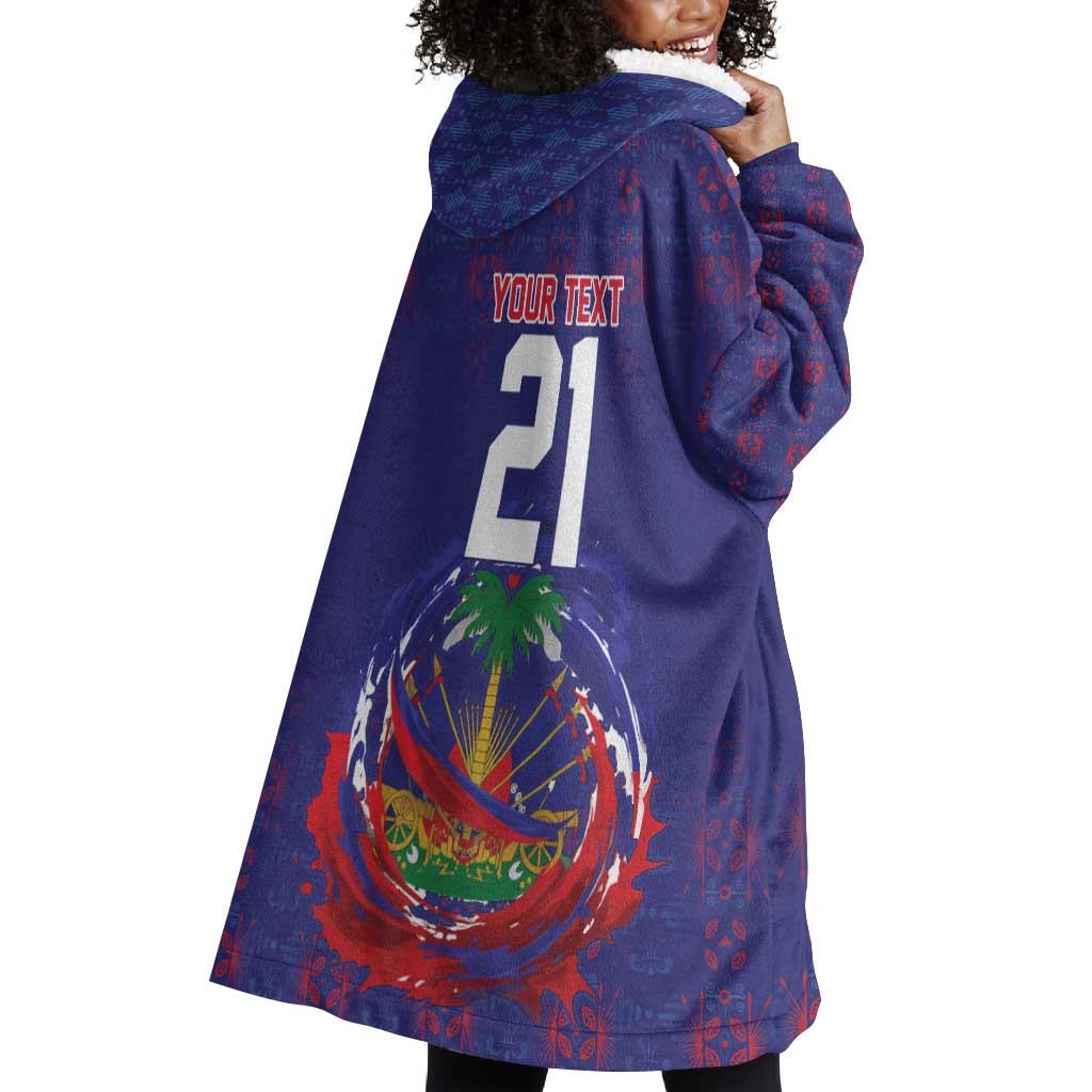 Custom Haiti Grenadye Alaso Wearable Blanket Hoodie Blue Nou Retounen Anko 1974-2026 - Wonder Print Shop
