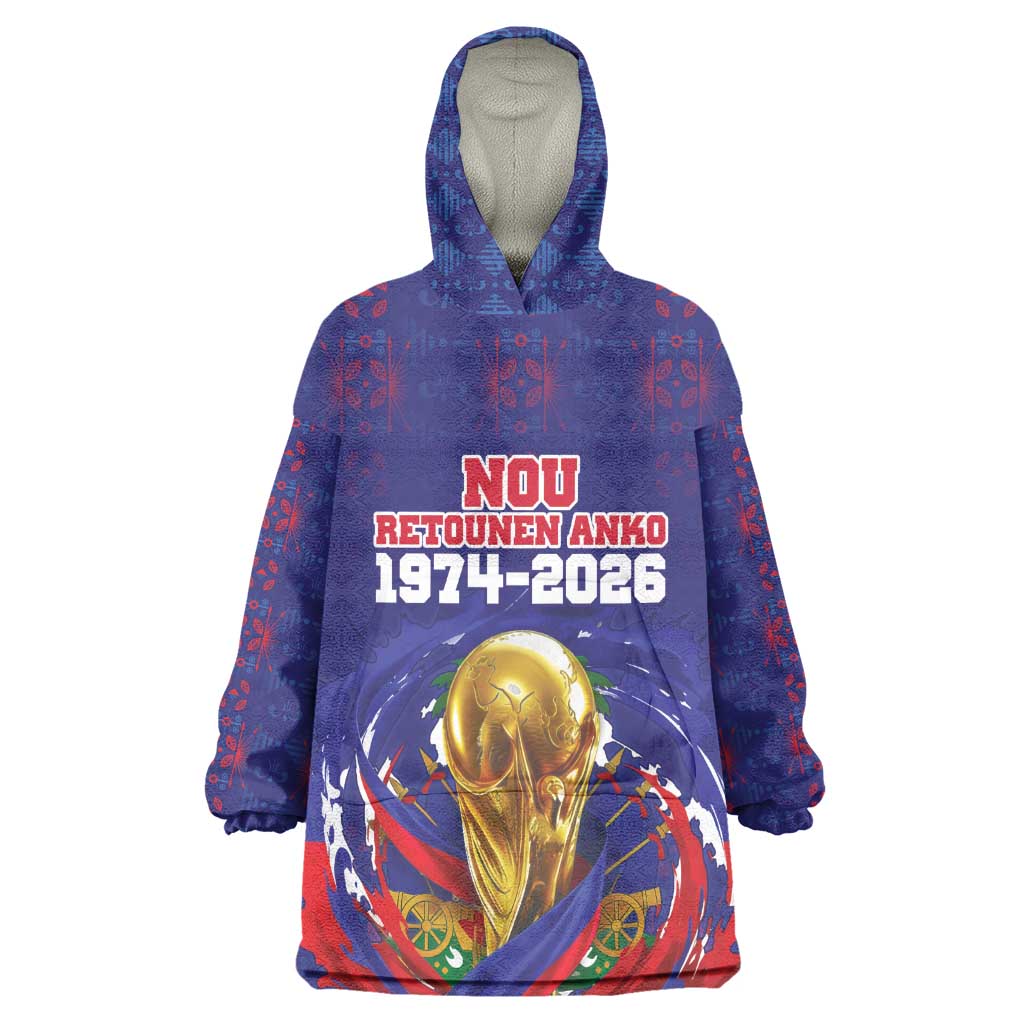 Custom Haiti Grenadye Alaso Wearable Blanket Hoodie Blue Nou Retounen Anko 1974-2026 - Wonder Print Shop