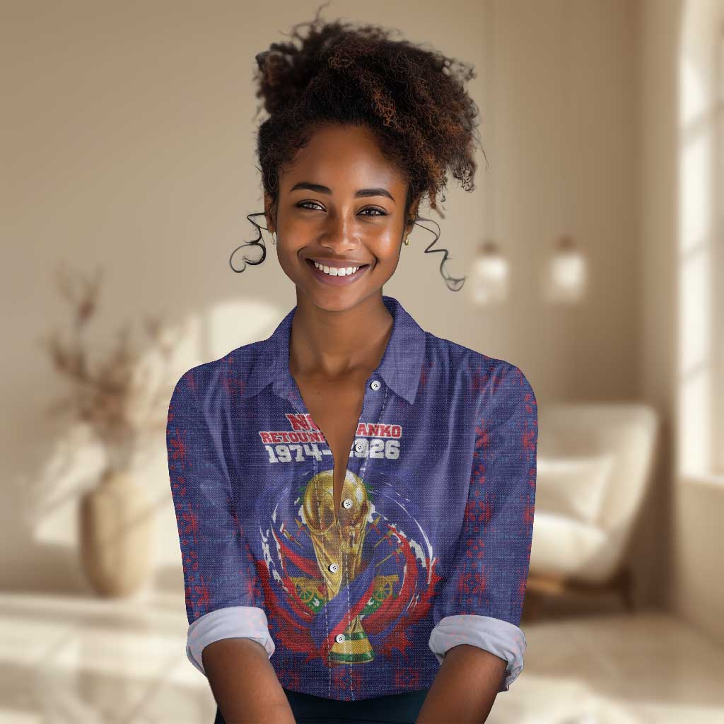 Custom Haiti Grenadye Alaso Women Casual Shirt Blue Nou Retounen Anko 1974-2026 - Wonder Print Shop