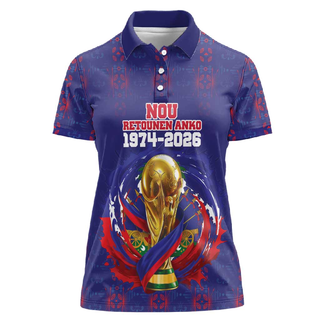 Custom Haiti Grenadye Alaso Women Polo Shirt Blue Nou Retounen Anko 1974-2026 - Wonder Print Shop