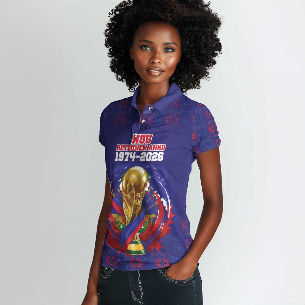 Custom Haiti Grenadye Alaso Women Polo Shirt Blue Nou Retounen Anko 1974-2026 - Wonder Print Shop