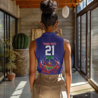Custom Haiti Grenadye Alaso Women Sleeveless Polo Shirt Blue Nou Retounen Anko 1974-2026 - Wonder Print Shop