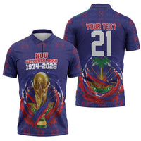 Custom Haiti Grenadye Alaso Zipper Polo Shirt Blue Nou Retounen Anko 1974-2026 - Wonder Print Shop