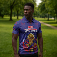 Custom Haiti Grenadye Alaso Zipper Polo Shirt Blue Nou Retounen Anko 1974-2026 - Wonder Print Shop