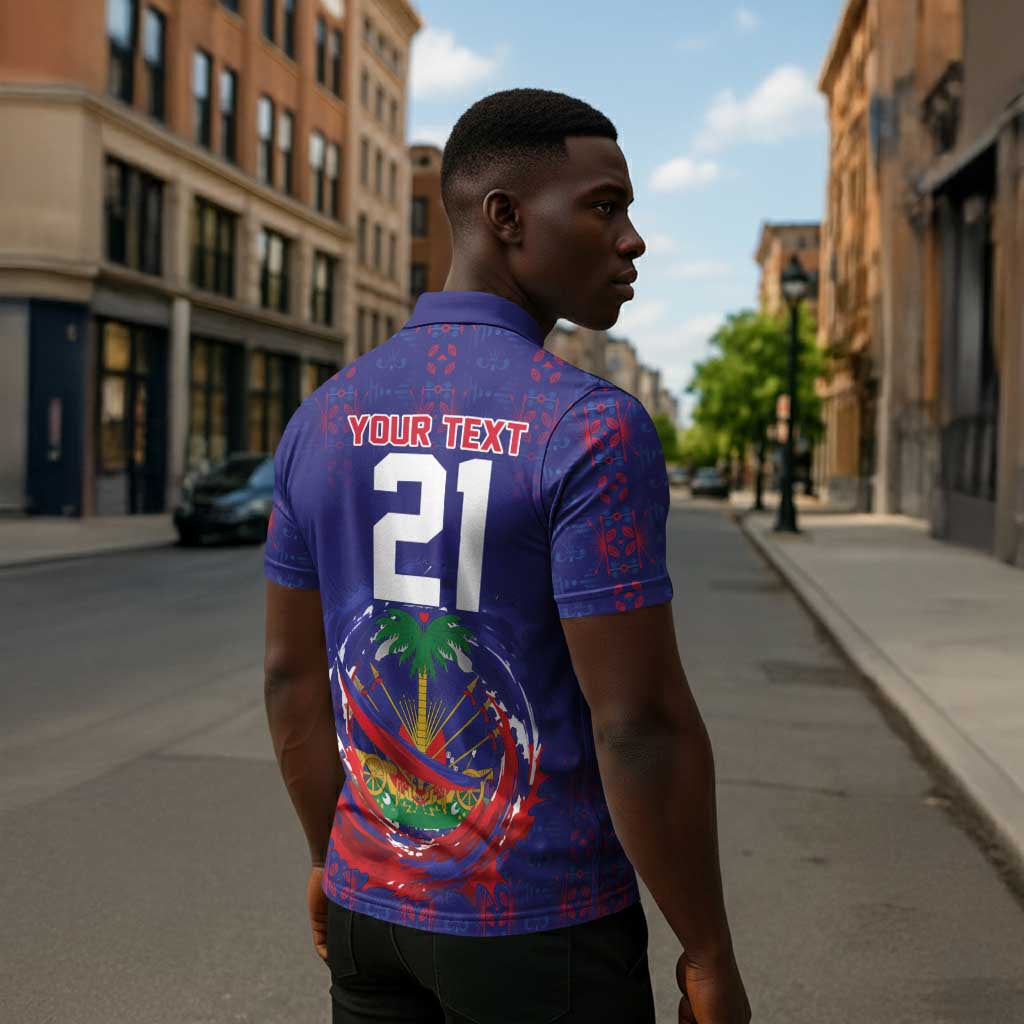 Custom Haiti Grenadye Alaso Zipper Polo Shirt Blue Nou Retounen Anko 1974-2026 - Wonder Print Shop