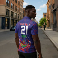 Custom Haiti Grenadye Alaso Zipper Polo Shirt Blue Nou Retounen Anko 1974-2026 - Wonder Print Shop