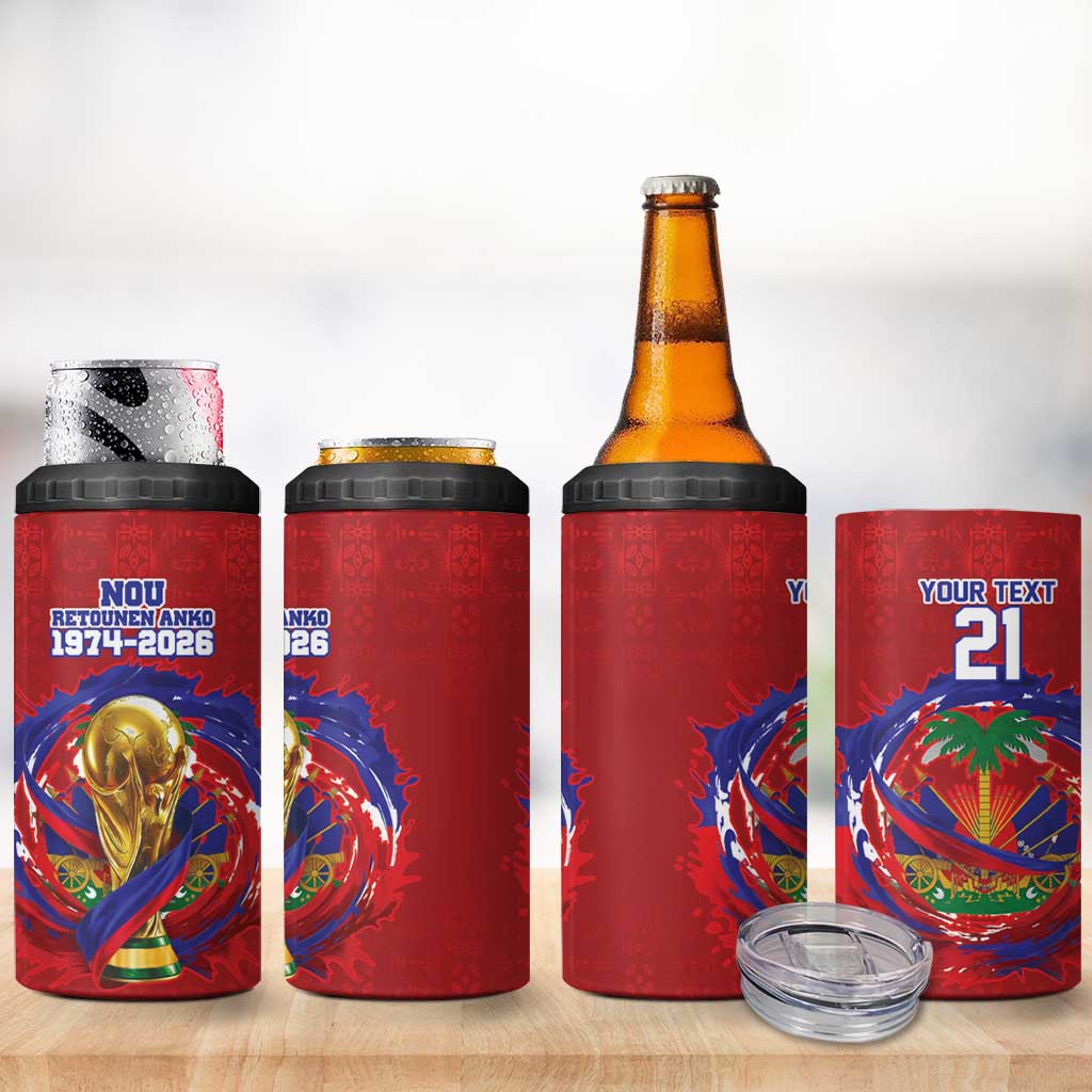 Custom Haiti Grenadye Alaso 4 in 1 Can Cooler Tumbler Red Nou Retounen Anko 1974-2026 - Wonder Print Shop