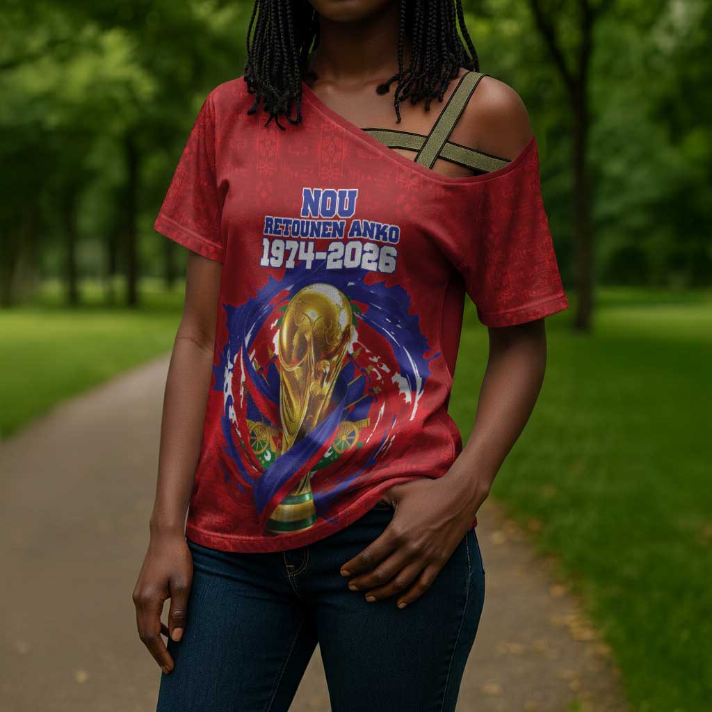 Custom Haiti Grenadye Alaso Cross Shoulder Shirt Red Nou Retounen Anko 1974-2026 - Wonder Print Shop