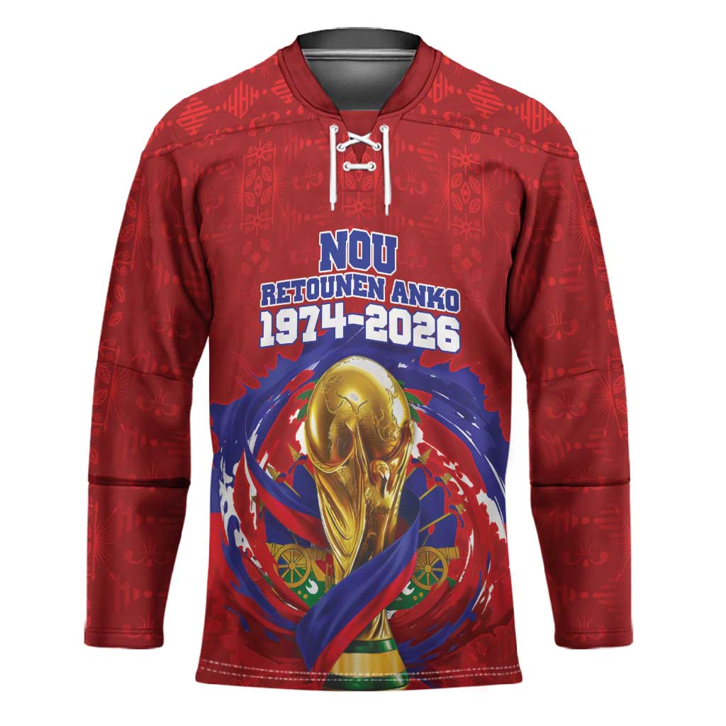 Custom Haiti Grenadye Alaso Hockey Jersey Red Nou Retounen Anko 1974-2026 - Wonder Print Shop