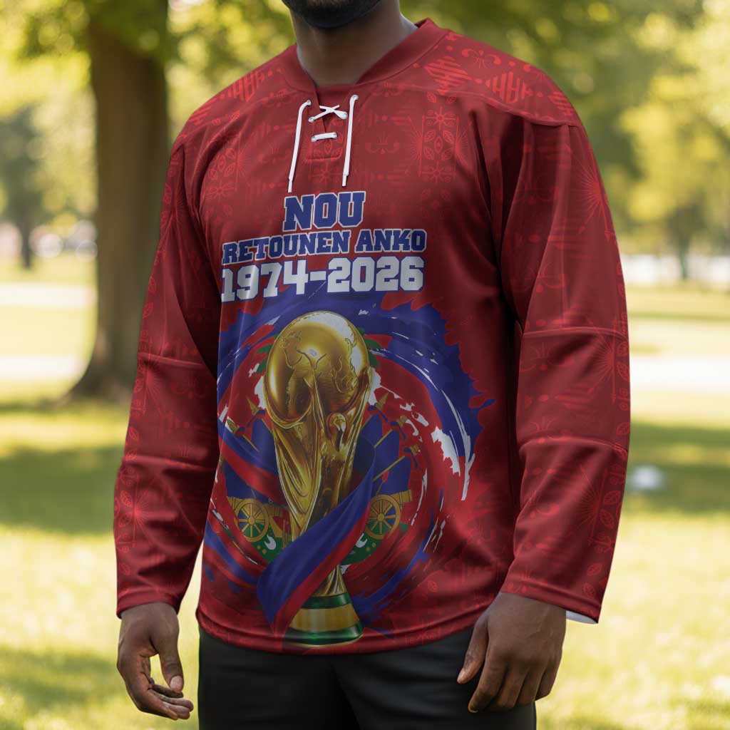 Custom Haiti Grenadye Alaso Hockey Jersey Red Nou Retounen Anko 1974-2026 - Wonder Print Shop